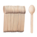 Biodegradable organic disposable wooden spoon, knife and fork, 100 pieces