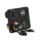 DIY Four Hole Panel Base Dual USB Voltmeter Cigarette Lighter + ON-OFF Button Switch for Car Truck Motorcycle Boat ATV