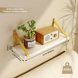 A Set Of White Floating Shelves, Wall-mounted Bathroom Shelves Set Of 3, Used For Farmhouse Wall Decoration In Bedrooms, Kitchens, Living Rooms, And Plants (with Gold Brackets)