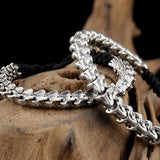 Sterling Silver Thorny Snake Bone Adjustable Vintage Woven Rope Bracelet