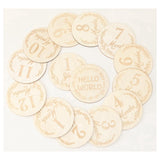 Wooden Milestone Cards Discs 14Pc Set For Baby Photos And First Year Milestones Durable Install Easy To Use