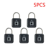 1-5pcs Smart Fingerprint Battery-powered IP67 Waterproonti Theft Padlock Quick Unlock Keyless Password Door Lock