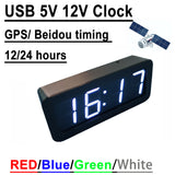 USB 5V 12V CAR GPS Beidou Timing 12/24 Hours Electronic Clock LED Digital TIME Display Power Off Memory Watch