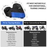 108'' Inch 420D Motorcycle Cover Waterproof Outdoor Storage for Touring Models and Conventional Model King Road