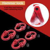 G80 Alloy Steel Hammerlock Coupling Link Connecting Link, 5/16Inch, 4 Pack, Red, 4400 Lbs Load Limit