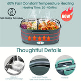 Electric tray with adult food heater, VIES self heating cooling tray, car and truck travel, 50.72 ounces