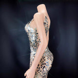 Novance Luxury Clothing Sparkling Mirror Shining Sexy Sleeveless Mini Women's Evening Dress