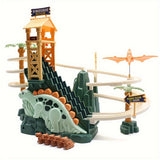 1 Set Of Plastic Green Dinosaur Breakthrough Big Adventure Climbing Stair Track, Electric Luminous Sound Toy