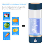 420ml Portable Hydrogen-Rich Generator Rechargeable Hydrogen Water Bottle - Glass Cup.