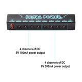 Pedal Guitar Effector Supply Output Isolated Power IN 5V 2.1A 8 DC 9V & 1 USB OUT