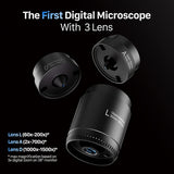 TOMLOV Triple Lens Digital DM602 LCD 10.1 inch IPS Screen Soldering Coin Microscope with Lights