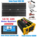 110V/220V Panel System 18V18W Solar Panel+30A Charge Controller+4000W Modified Sine Wave Inverter Power Generation Kit