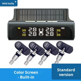 Car with display four wheel external wireless solar tire pressure monitor