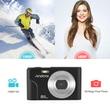 Andoer 1080P/2.7K Digital Camera 48MP 2.4-inch IPS Screen 16X Zoom AF Self-Timer Face Detection Anti-shaking with 2pcs Batteries