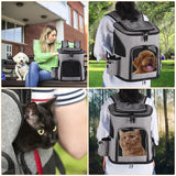 Pet Carrier Backpack - For Large and Small Cats, Dogs, and Puppies with Safety Features and Cushioned Back
