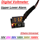 LED Digital Voltmeter DC 10V 50V 100V 300V 1000V Upper lower Alarm f/ 5V 12V 24V BMS Battery Overvoltage undervoltage protection