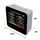 9 in 1 Air Quality Monitor Meter Carbon Dioxide Detector CO2 CO TVOC HCHO PM2.5 PM1.0 PM10 Temperature Humidity Detection