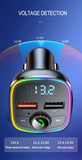 Car Lossless Music MP3 Player Bluetooth 5.0 FM Transmitter QC3.0 Dual USB Charger 7-color Atmosphere Light Handsfree Car Kit