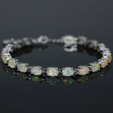 Silver Plated Oval Opal Bracelet Women's Jewelry