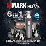 2024 NEW WMARK NG-HT001 6 IN 1 RECHARGEABLE SET, CLIPPER, SHAVER, NOSE/EAR/BODY HAIR TRIMMER