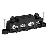 12V Power Distribution 250A Bus Bar Block with Cover 4 3/8" Studs 3 x #8 Terminal Screw 48VDC 300VAC