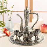 European Turkish Coffee Pot Set - Metal Cup Beverage Drinkware for Living Room