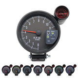 5 Inch Black 7 Colors Backlight with Shift Light Peak Sound LED Flash When RPM Warning Tachometer Gauge
