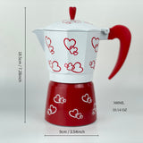 1pc, Coffee Maker Red Heart Octagon Printing Mocha Pot, 3 Cups 6 Cups Love Pattern Mocha Pot Classic Retro