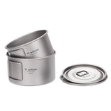 Titanium Folding Handle Camping Bowl Dinner Food Container Outdoor Pan With Handles And Lid Secure Hold Picnics