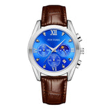 PINTIME Man Watch Waterproof 3Bar Casual Quartz Wristwatch Stainless Steel Strap Moon Phase Dial Work Chrono Function Clock Gift