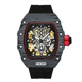 PINTIME Mechanical Man Watches Classic RM Luxury Design Automatic Visable Wristwatch 12 Color Causal Men Watch Rubber Strap Belt