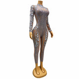 Hot selling new fashion runway show mesh perspective sexy jumpsuit yoga pants
