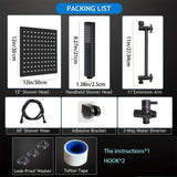 1pc Stainless Steel Top Spray And Handheld Shower Set, Square Two-function Handheld Shower Head, Can Switch Shower Mode And High Pressure Spray Gun Mode, Accessories Include Full Copper Extension Arm, 150.01cm Meter Hose, Punch-free Shower Bracket