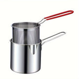1 Deep-fried Pots For Household Use, Stainless Steel Gas-fired Mini Pots With Filter Nets