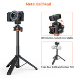 VRIG TP-06 Selfie Stick Tripod Stand Aluminum Alloy 1/4" Cold Shoe Mount Rotatable Ballhead 55cm 1.5kg Load for Live Streaming