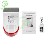Motion Sensor Outdoor Solar 120dB Loud Siren LED Strobe Lights Sound Security Alarm Adjustable Sensing Distanc