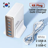 Toocki 140W GaN 5in1 Desktop Fast Charge USB Type C LED Display Charger For iPhone Xiaomi Smartphone Laptop