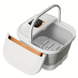 Portable foldable spa bath massager with heat, bubbles, vibration and red light, foot therapy tube
