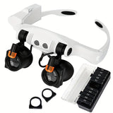 Foldable LED headwear magnifying glass and 21 level magnifying glass with battery for reading