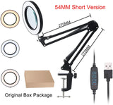 Fast Shipping 8X 5X Magnifying Glass Lamp LED Magnifier Flexible Clamp on Table Foldable Desk Light 3 Color Modes