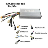 48V 1000W/1500W KT-35A Brushless Controller For Bicycle DC30/40±0.5V Low Level 12 Mosfets Electric Bike Accessories