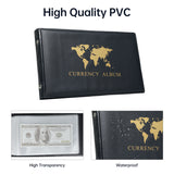 40 Pockets Banknote Currency Collecting Album 20 Sheets Clear Bill Holders World Money PU Leather Hard Cover Storage