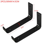 2PCS Shelf Brackets Heavy Duty Black Wall Bracket With Lip For Floating Shelves Metal Shelf Bracket DIY Home