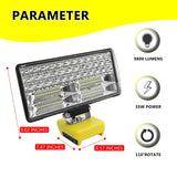 35W LED Work Light Outdoor Portable Emergency Rechargeable Flashlight for 14.4V-18V Li-ion Battery