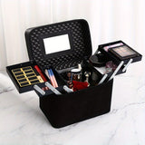 1pc Large Capacity Makeup Case with Double-Layer Tray - Portable Cosmetic Storage Box for Beauty Products