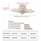 4 Pcs Euro Roses Cabinet Knobs With Backplate Flower Drawer Pull Handles For Dresser Vanity Nightstand Cupboard