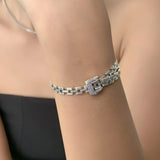 S925 Sterling Silver Bracelet Women's Light Luxury Design Watch Band Belt Buckle