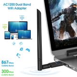 1200M Gigabit Dual Frequency Bluetooth 4.1 Audio Transmitter Receiver USB3.0 Wireless Adapter for PC Laptop Network Card