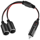 1 to 2 Car Power Charger 12V 24V Plug 2-Way Splitter Y Adapter 30cm Cigarette Lighter Extension Cord