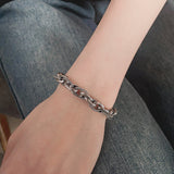 Sterling Silver Vintage Personality Stitching Twist Dragon Head Buckle Woven Bracelet